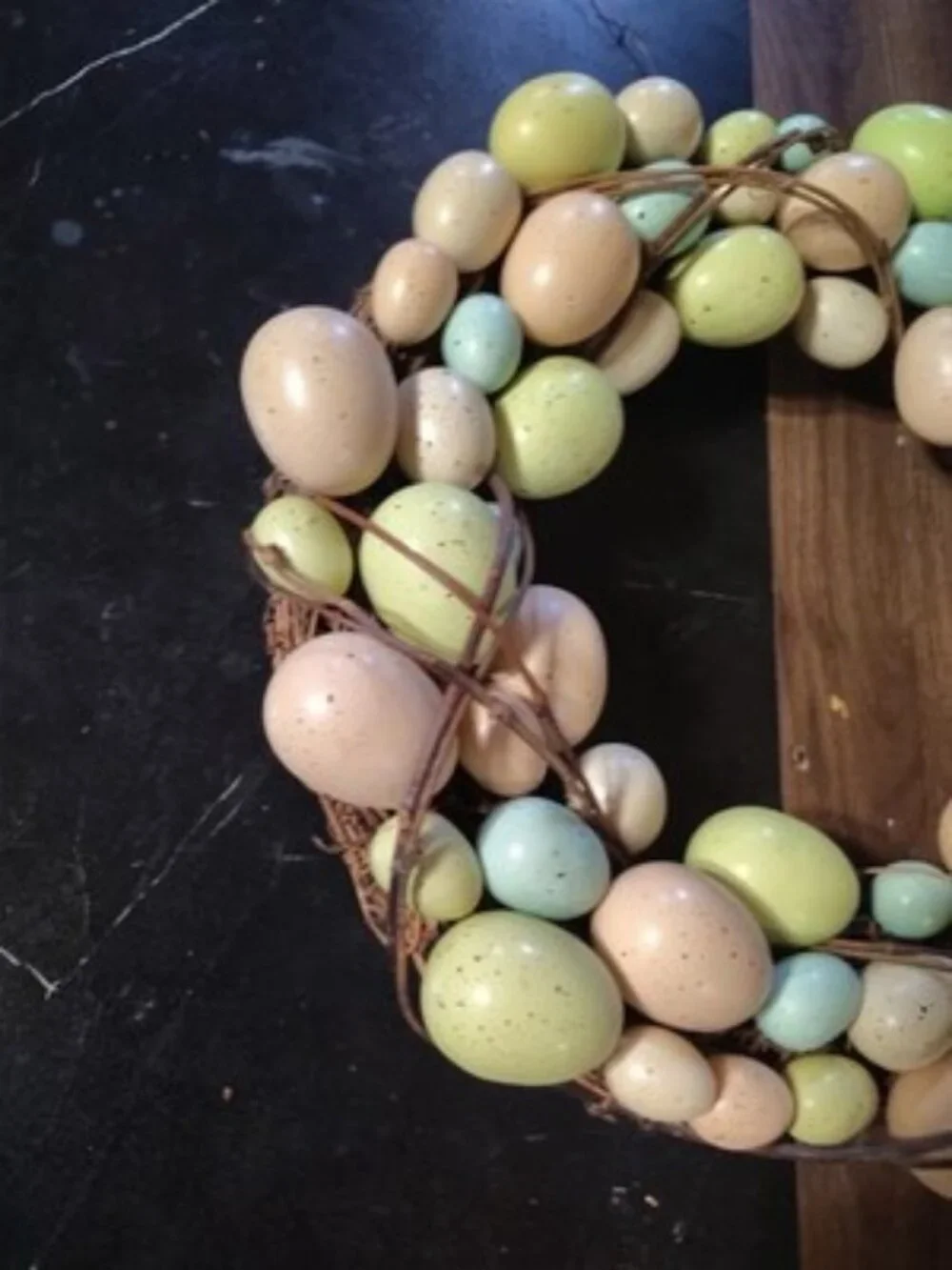 Vtg Grape Vine Wreath With Color Speckled Birds Eggs Easter
